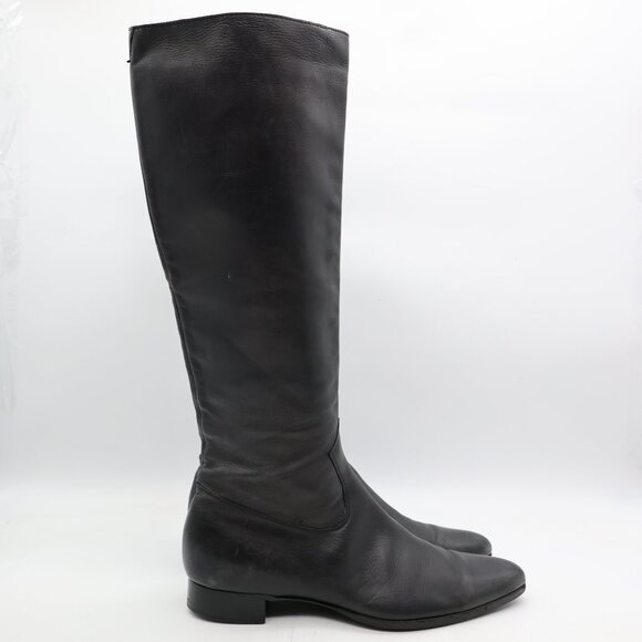 Ralph Lauren Collection Black Leather Riding Women's Size 10.5 B Zip Tall Boots - Picture 1 of 12